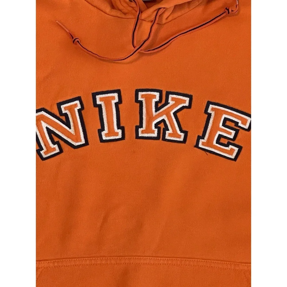 Vintage Y2K Nike Embroidered Hoodie Pullover Orange Spell-out Size Large